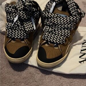 Brown and Black High-Top Sneakers